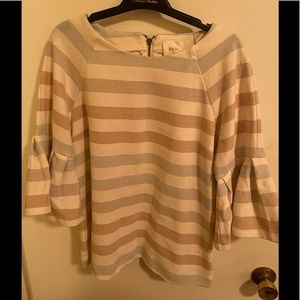 Maeve Size L metallic striped cotton shirt.